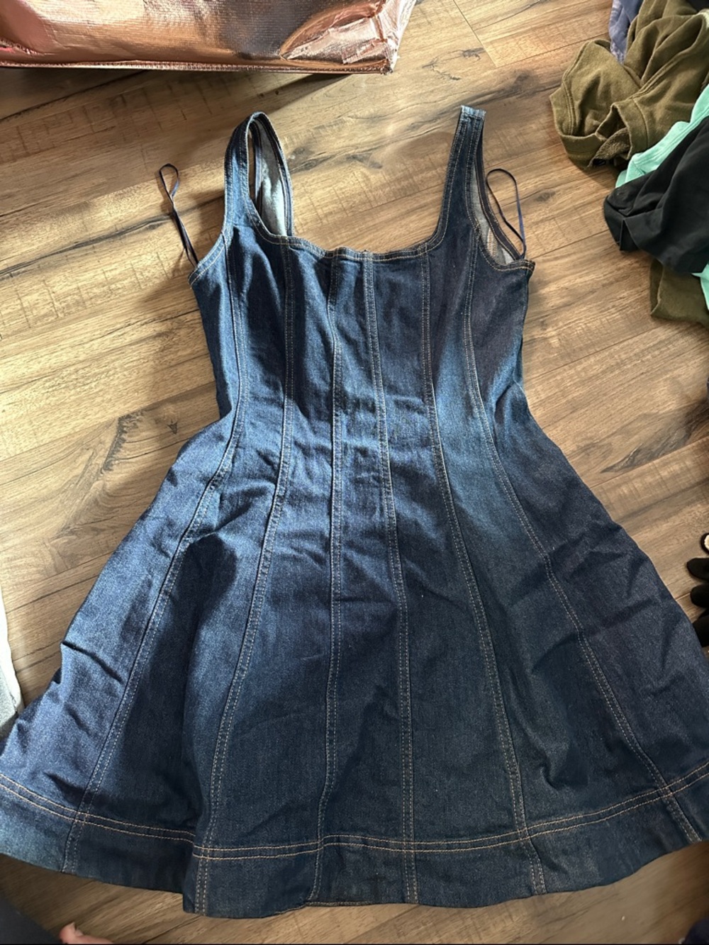 House of Harlow 1960 Dark Blue Denim Fit-and-Flare Dress